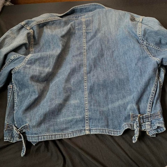 TNA Y2k Denim Utility Jacket With Pink Accent Stitching & Cool Pockets- XS/S - Picture 3 of 4